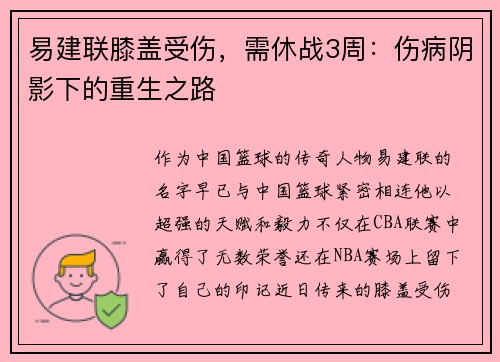 易建联膝盖受伤，需休战3周：伤病阴影下的重生之路